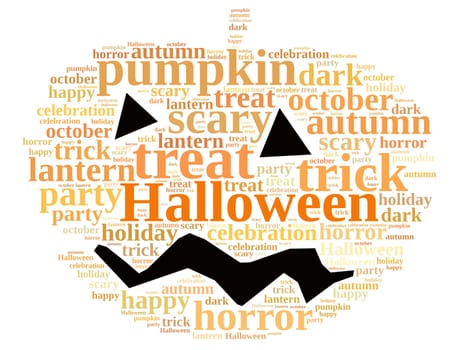 An illustration with word cloud on Halloween.