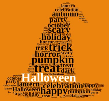 An illustration with word cloud on Halloween.