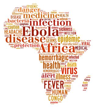 Words cloud illustration about the spread of Ebola in Africa