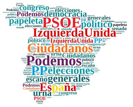 Ilustraccion with word cloud on the elections in Spain.