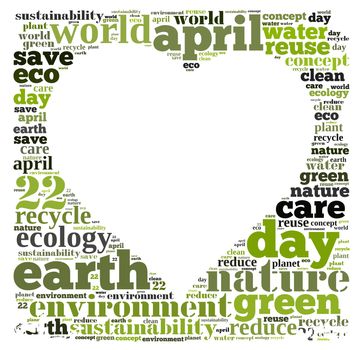 Illustration word cloud on earth day April 22.