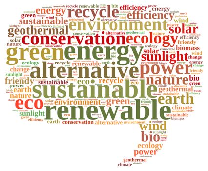 Word cloud illustration on renewable energy.