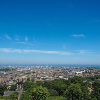 Aerial view of the city seen from Calton Hill in Edinburgh, UK