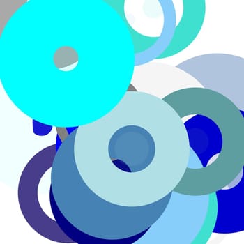 Abstract minimalist grey blue illustration with circles useful as a background