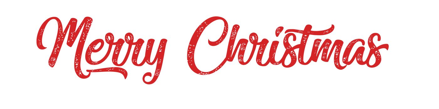 Merry Christmas red hand lettering inscription to winter holiday design