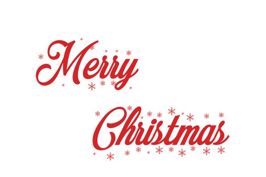 Merry Christmas red hand lettering inscription to winter holiday design