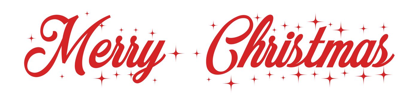 Merry Christmas red hand lettering inscription to winter holiday design