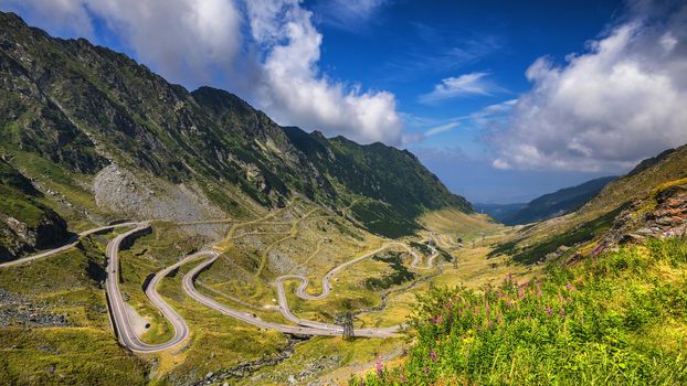 Transfagarasan pass in summer. Crossing Carpathian mountains in Romania, Transfagarasan is one of the most spectacular mountain roads in the world.