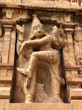 Majestic view of monolithic god sculpture at Brihadeeswar temple