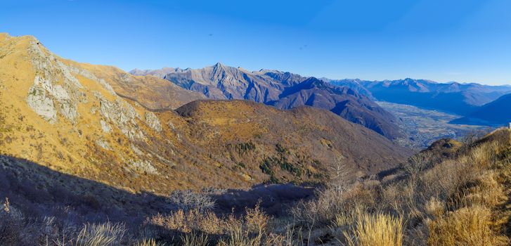 Panoramic landscape in the Cardada-Cimetta mountain range. Ticino canton, Switzerland