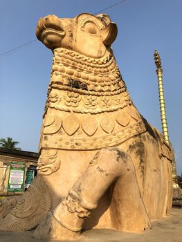 Beautiful view of Nandhi sculpture in Brihadeeswar temple