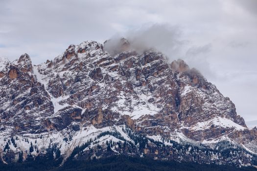 Alpine landscape with Monte Antelao peaks in the Dolomites, Italy, Europe