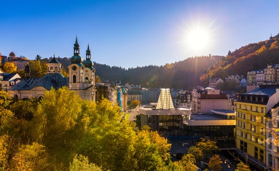 Autumn view of old town of Karlovy Vary (Carlsbad), Czech Republic, Europe