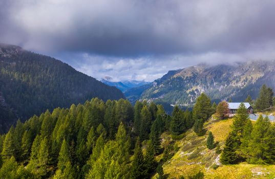 Great view of the National Park Dolomites (Dolomiti), famous location, Tyrol, Alp, Italy, Europe. Dramatic and picturesque scene. Beauty world.