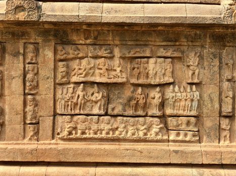 Beautiful carving found on the wall of the Brihadeeswar temple