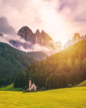 Santa Maddalena/Santa Magdalena and Dolomites range, Funes, South Tyrol, Italy