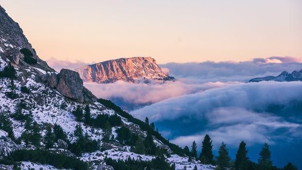 Great view of the National Park Dolomites (Dolomiti), famous location, Tyrol, Alp, Italy, Europe. Dramatic and picturesque scene. Beauty world.