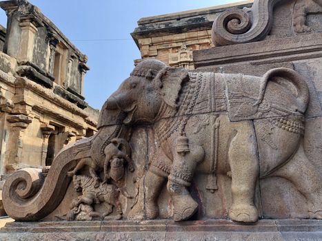 Beautiful view of elephant sculpture at Brihadeeswar temple