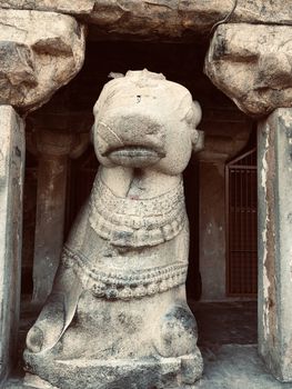 Beautiful view of nandhi sculpture at Brihadeeswarar temple