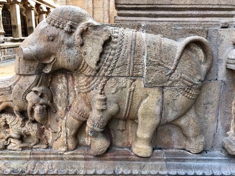 Beautiful view of elephant sculpture at Brihadeeswar temple