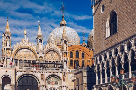San Marco square with Campanile and Saint Mark's Basilica. The main square of the old town. Venice, Italy.