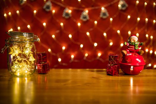 Christmas decoration on abstract background, vintage filter, soft focus