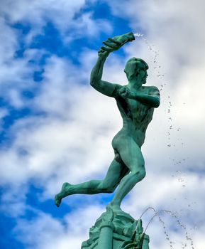 The Brabo Fountain located in the Grote Markt (Main Square) of Antwerp (Antwerpen), Belgium.