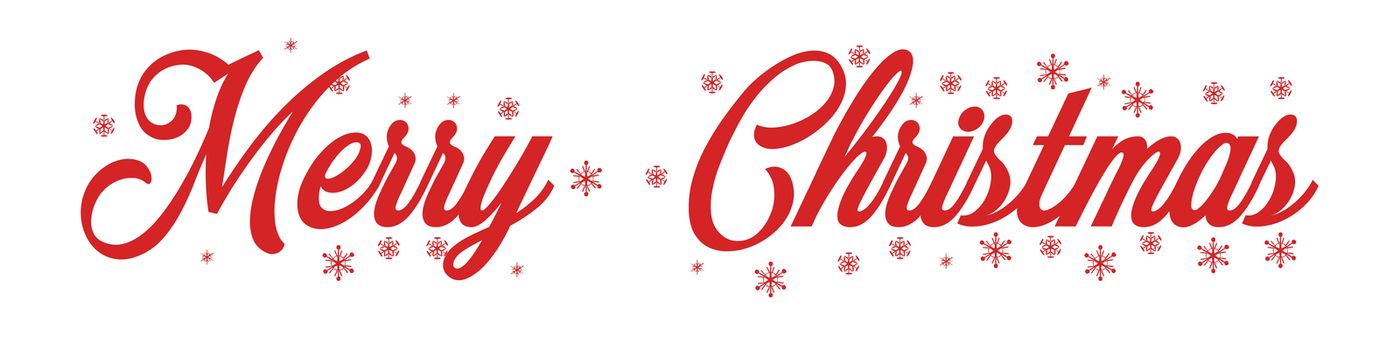 Merry Christmas red hand lettering inscription to winter holiday design