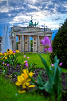 The Brandenburg Gate located in Pariser Platz in the city of Berlin, Germany.