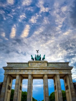 The Brandenburg Gate located in Pariser Platz in the city of Berlin, Germany.