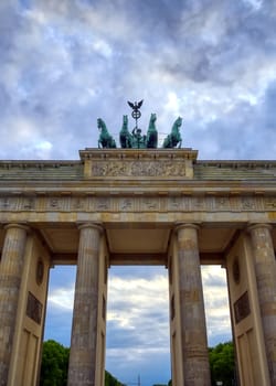 The Brandenburg Gate located in Pariser Platz in the city of Berlin, Germany.