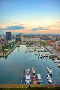 Aerial view of the Port of Antwerp in Antwerp, Belgium.
