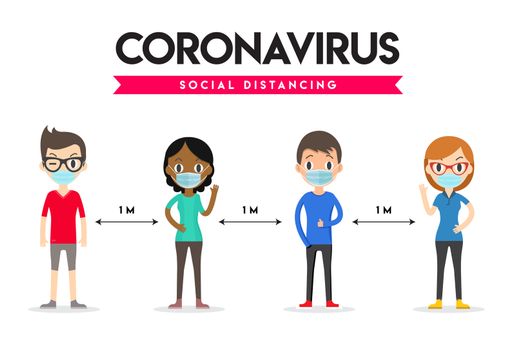 Social Distance, Safety Space  1 meter apart. Social Distancing. Coronavirus.
