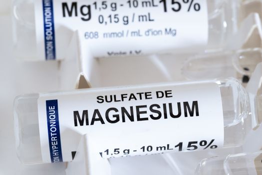 Close-up of Magnesium Sulfate vial  for Injection or Infusion