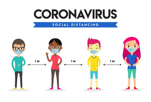 Social Distance, Safety Space  1 meter apart. Social Distancing. Coronavirus.
