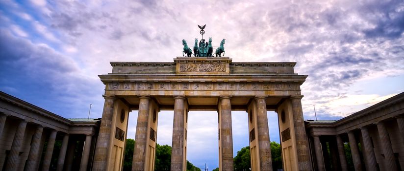 The Brandenburg Gate located in Pariser Platz in the city of Berlin, Germany.