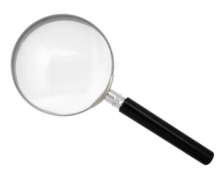 Magnifying glass isolated on white. Clipping path included.