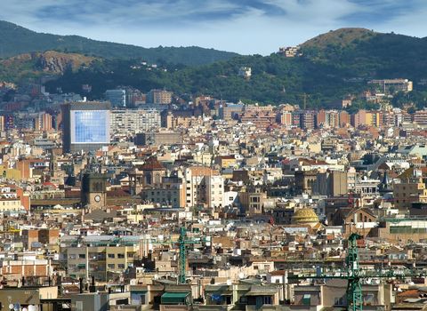 Panoramic view of Barcelona city, Spain.