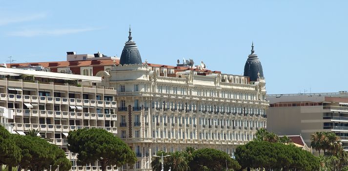 Luxury Hotel on Croisette promenade in Cannes France.