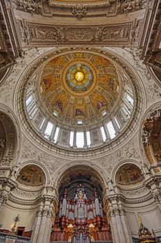 Berlin, Germany - May 4, 2019 - The interior of Berlin Cathedral located on Museum Island in the Mitte borough of Berlin, Germany.