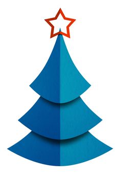 Christmas tree made of paper isolated on white. Clipping path included