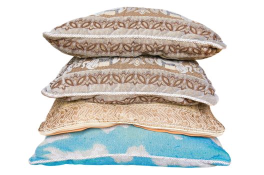 Stack of pillow isolated on white. Clipping path included.