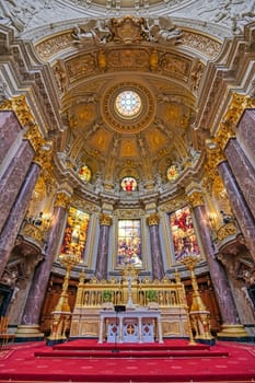 Berlin, Germany - May 4, 2019 - The interior of Berlin Cathedral located on Museum Island in the Mitte borough of Berlin, Germany.