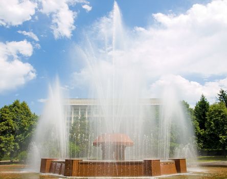 A big fountain in the city park, Almaty, Kazakhstan.