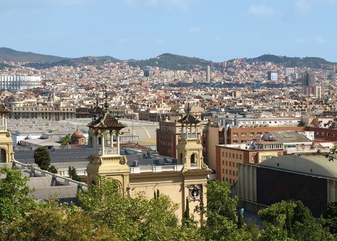 Panoramic view of Barcelona city, Spain.