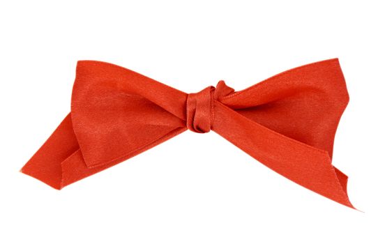 A red bow isolated on a white background with clipping path.