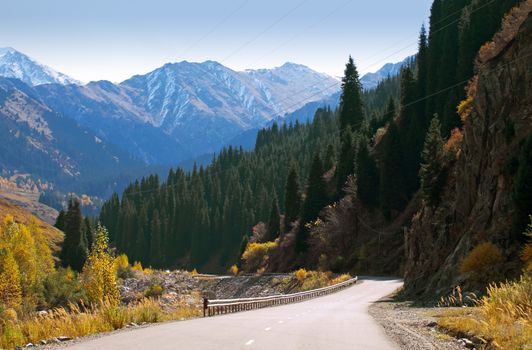 The road through the beautiful mountains landscape in Alps