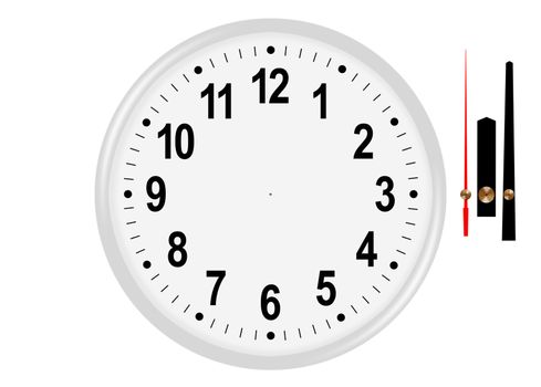 Classic white wall clock with separated hands