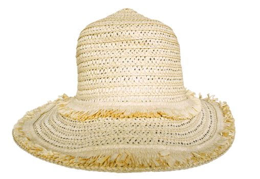 Woman's straw hat isolated on white background. Clipping path included.