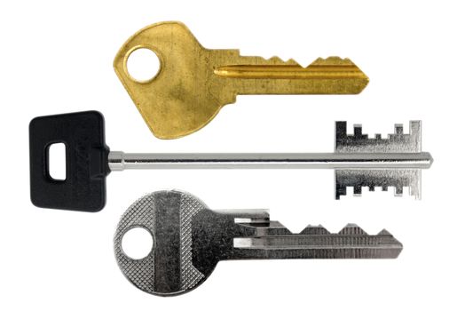 Isolated Keys on White with Clipping Path